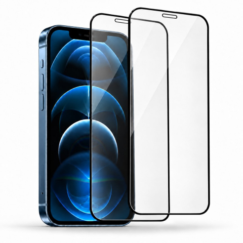 Folii Iphone - Set 2 Folii de Sticla Securizata Transparente pentru iPhone 12 Pro cu Kit Montare Inclus - Adeziv pe toata suprafata - ZetGSM