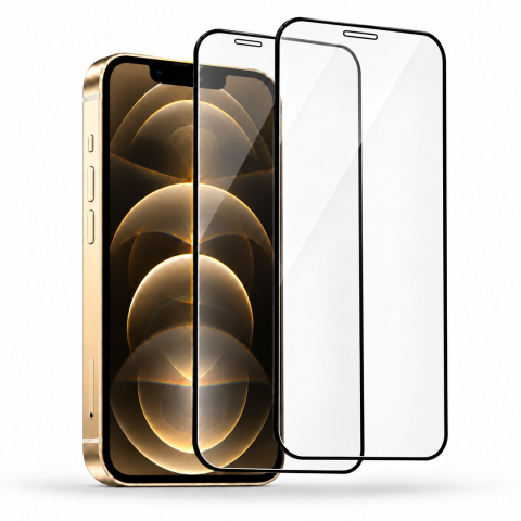 Folii Iphone - Set 2 Folii de Sticla Securizata Transparente pentru iPhone 12 Pro Max cu Kit Montare Inclus - Adeziv pe toata suprafata - ZetGSM