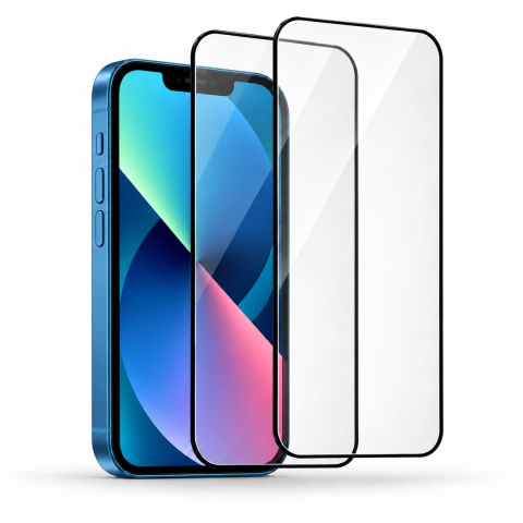 Produse - Set 2 Folii de Sticla Securizata Transparente pentru iPhone 13 Mini cu Kit Montare Inclus - Adeziv pe toata suprafata - ZetGSM