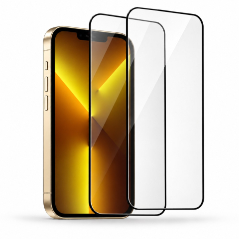 Folii Iphone - Set 2 Folii de Sticla Securizata Transparente pentru iPhone 13 Pro Max cu Kit Montare Inclus - Adeziv pe toata suprafata - ZetGSM