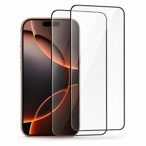 Folii Iphone - Set 2 Folii de Sticla Securizata Transparente pentru iPhone 16 Pro Max cu Kit Montare Inclus - Adeziv pe toata suprafata - ZetGSM