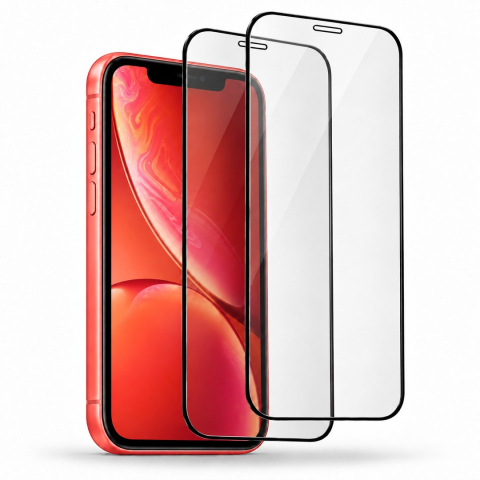 Folii Iphone - Set 2 Folii de Sticla Securizata Transparente pentru iPhone XR cu Kit Montare Inclus - Adeziv pe toata suprafata - ZetGSM