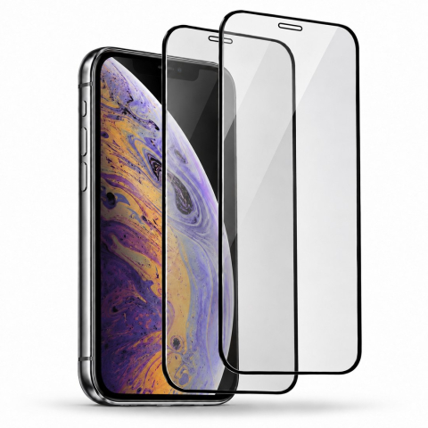 Folii Iphone - Set 2 Folii de Sticla Securizata Transparente pentru iPhone XS cu Kit Montare Inclus - Adeziv pe toata suprafata - ZetGSM