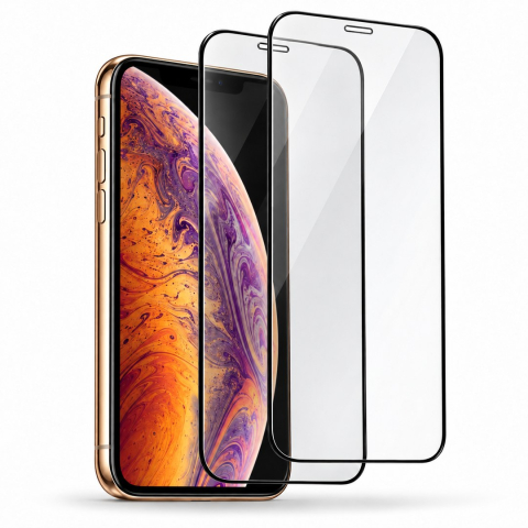 Folii Iphone - Set 2 Folii de Sticla Securizata Transparente pentru iPhone XS Max cu Kit Montare Inclus - Adeziv pe toata suprafata - ZetGSM