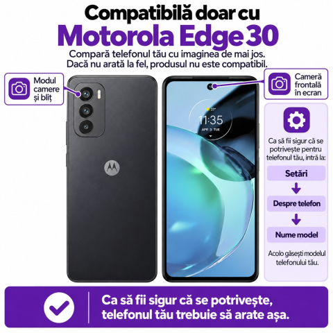 Set 2 Folii de Sticla Transparente pentru Motorola Edge 30 - Full Glue - Kit Montare Inclus [1]