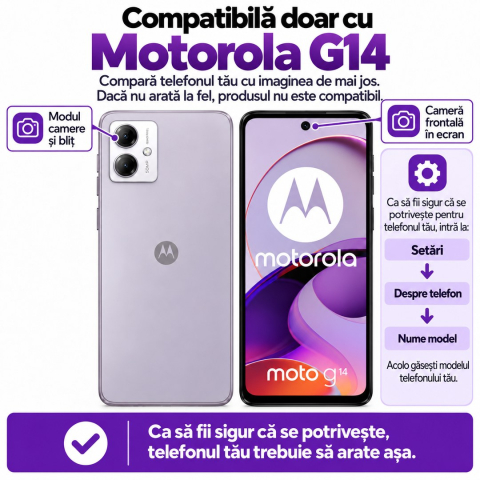 Set 2 Folii de Sticla Transparente pentru Motorola G14 - Full Glue - Kit Montare Inclus [1]