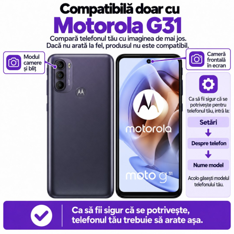 Set 2 Folii de Sticla Transparente pentru Motorola G31 - Full Glue - Kit Montare Inclus [1]