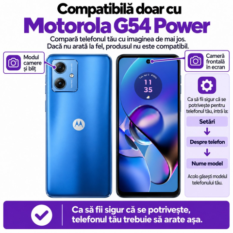 Set 2 Folii de Sticla Transparente pentru Motorola G54 Power - Full Glue - Kit Montare Inclus [1]