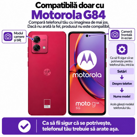 Set 2 Folii de Sticla Transparente pentru Motorola G84 - Full Glue - Kit Montare Inclus [1]
