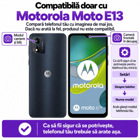 Set 2 Folii de Sticla Transparente pentru Motorola Moto E13 - Full Glue - Kit Montare Inclus [1]