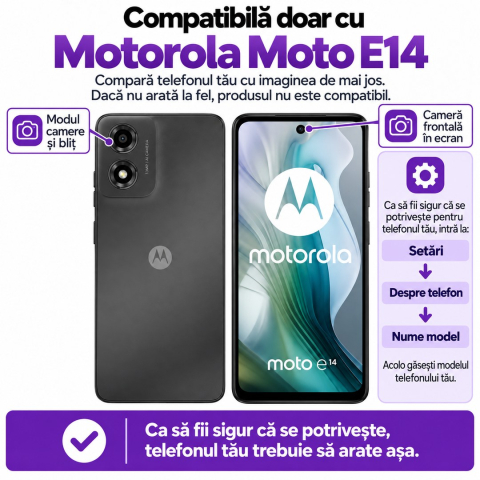 Set 2 Folii de Sticla Transparente pentru Motorola Moto E14 - Full Glue - Kit Montare Inclus [1]