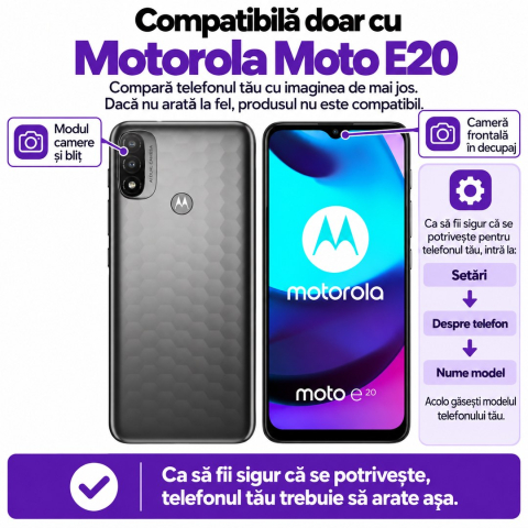 Set 2 Folii de Sticla Transparente pentru Motorola Moto E20 - Full Glue - Kit Montare Inclus [1]
