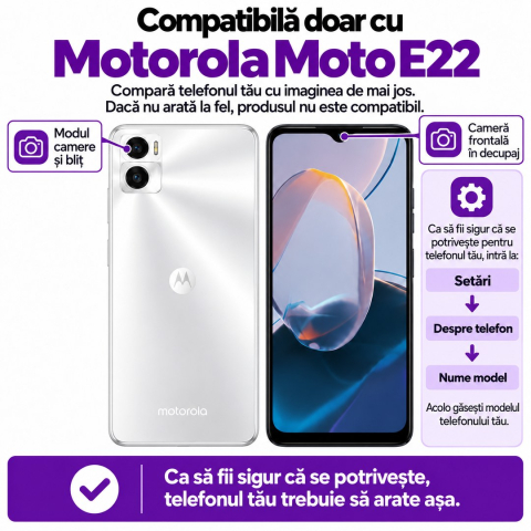 Set 2 Folii de Sticla Transparente pentru Motorola Moto E22 - Full Glue - Kit Montare Inclus [1]