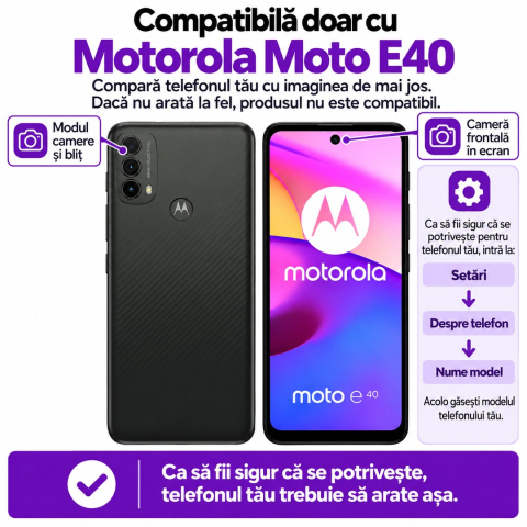 Set 2 Folii de Sticla Transparente pentru Motorola Moto E40 - Full Glue - Kit Montare Inclus [1]