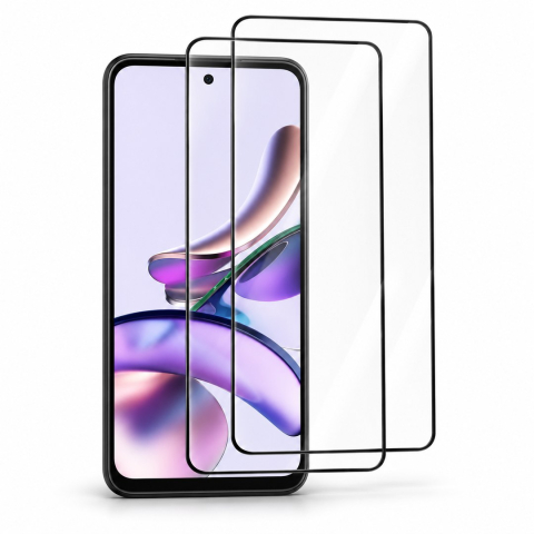 Pachete 2 Folii de Sticlă - Set 2 Folii de Sticla Transparente pentru Motorola Moto G13 - Full Glue - Kit Montare Inclus