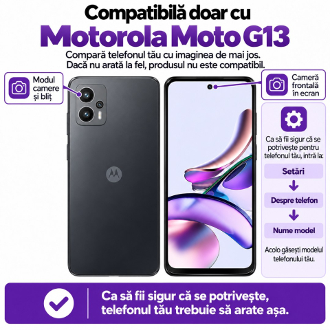 Set 2 Folii de Sticla Transparente pentru Motorola Moto G13 - Full Glue - Kit Montare Inclus [1]