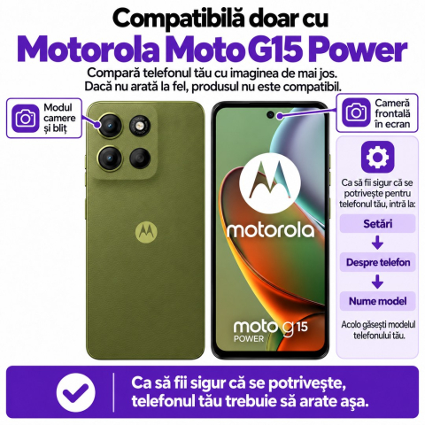 Set 2 Folii de Sticla Transparente pentru Motorola Moto G15 Power - Full Glue - Kit Montare Inclus [1]