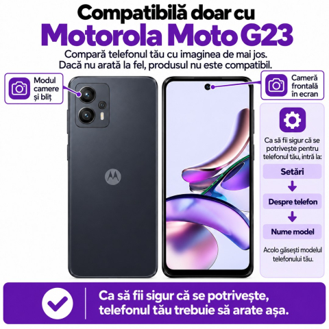 Set 2 Folii de Sticla Transparente pentru Motorola Moto G23 - Full Glue - Kit Montare Inclus [1]