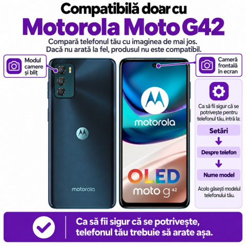 Set 2 Folii de Sticla Transparente pentru Motorola Moto G42 - Full Glue - Kit Montare Inclus [1]
