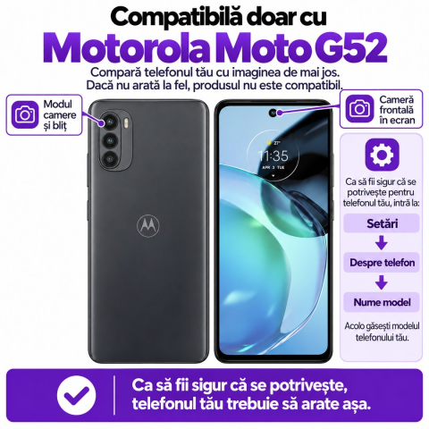 Set 2 Folii de Sticla Transparente pentru Motorola Moto G52 - Full Glue - Kit Montare Inclus [1]