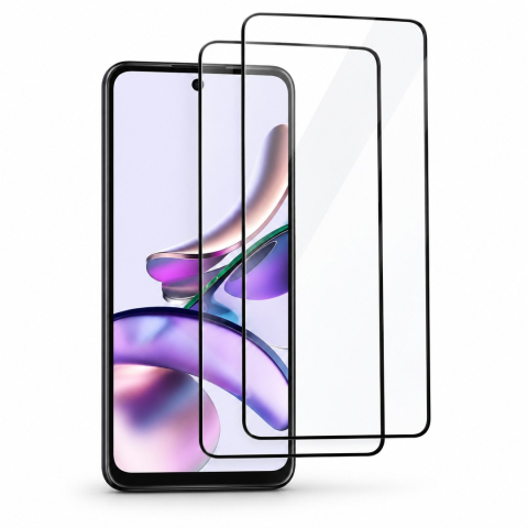 Pachete 2 Folii de Sticlă - Set 2 Folii de Sticla Transparente pentru Motorola Moto G53 - Full Glue - Kit Montare Inclus
