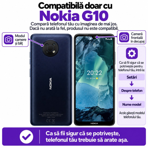 Set 2 Folii de Sticla Transparente pentru Nokia G10 - Full Glue - Kit Montare Inclus [1]