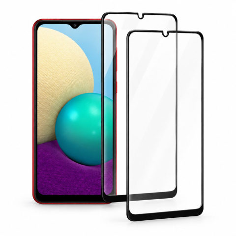 Folii Samsung - Set 2 Folii de Sticla Transparente pentru Samsung Galaxy A02 - Full Glue - Kit Montare Inclus - ZetGSM