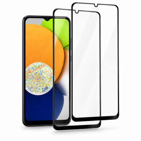 Folii Samsung - Set 2 Folii de Sticla Transparente pentru Samsung Galaxy A03 - Full Glue - Kit Montare Inclus - ZetGSM
