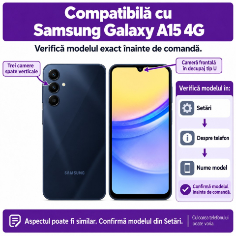 Set 2 Folii de Sticla Transparente pentru Samsung Galaxy A15 4G - Full Glue - Kit Montare Inclus [1]