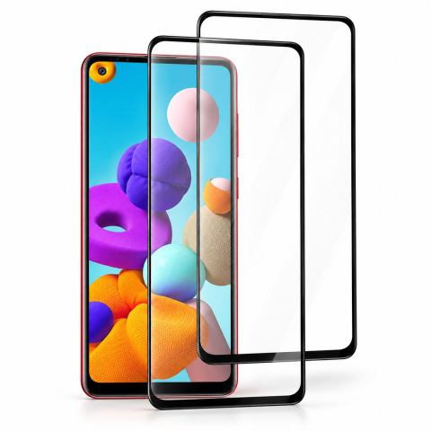 Set 2 Folii de Sticla Transparente pentru Samsung Galaxy A21s - Full Glue - Kit Montare Inclus [0]