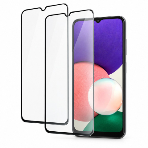 Folii Samsung - Set 2 Folii de Sticla Transparente pentru Samsung Galaxy A22 5G - Full Glue - Kit Montare Inclus