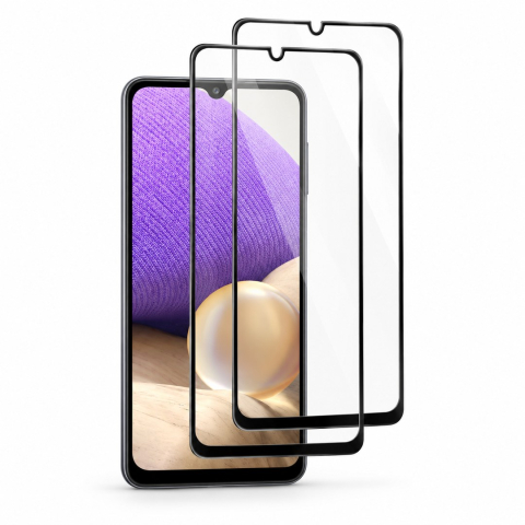 Folii Samsung - Set 2 Folii de Sticla Transparente pentru Samsung Galaxy A32 5G - Full Glue - Kit Montare Inclus