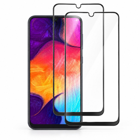 Folii Samsung - Set 2 Folii de Sticla Transparente pentru Samsung Galaxy A50 - Full Glue - Kit Montare Inclus