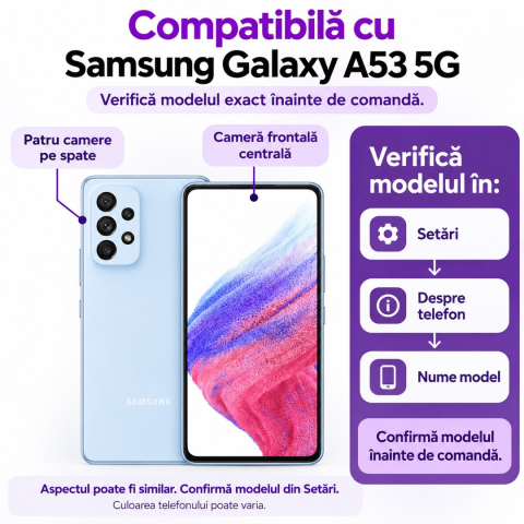 Set 2 Folii de Sticla Transparente pentru Samsung Galaxy A53 5G - Full Glue - Kit Montare Inclus [1]