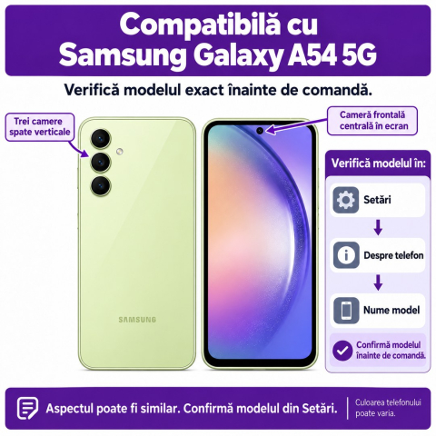 Set 2 Folii de Sticla Transparente pentru Samsung Galaxy A54 5G - Full Glue - Kit Montare Inclus [1]