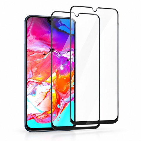 Folii Samsung - Set 2 Folii de Sticla Transparente pentru Samsung Galaxy A70 - Full Glue - Kit Montare Inclus