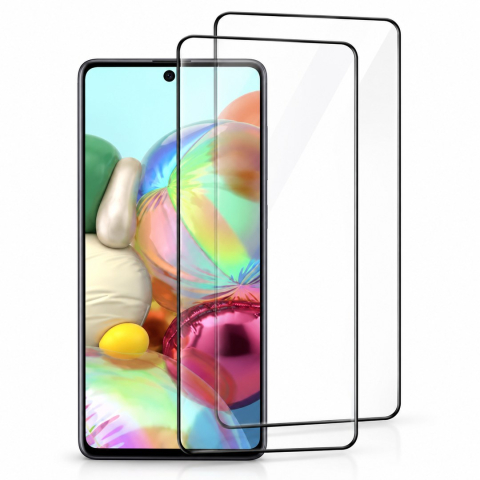 Folii Samsung - Set 2 Folii de Sticla Transparente pentru Samsung Galaxy A71 4G - Full Glue - Kit Montare Inclus
