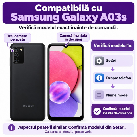 Set 2 Folii de Sticla Transparente Premium pentru Samsung Galaxy A03s - Full Glue - Kit Montare Inclus [1]