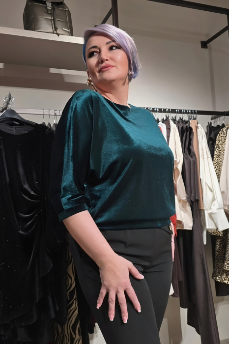 Bluza 418 verde inchis catifea Anesia [4]