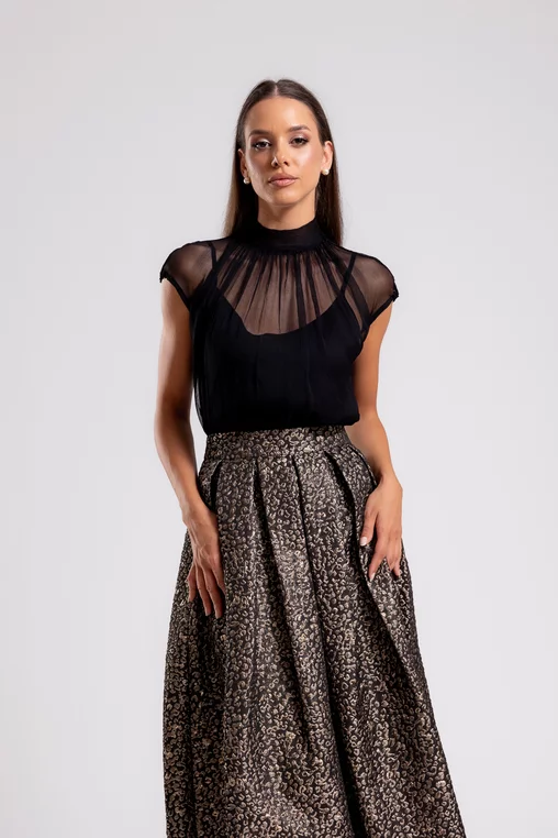 Bluza C4428 matase neagra Caramel [4]