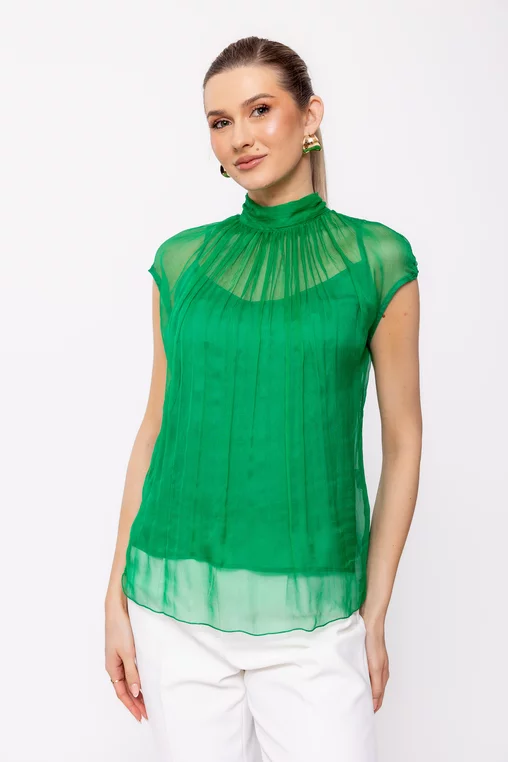 Bluza C4428 matase verde Caramel