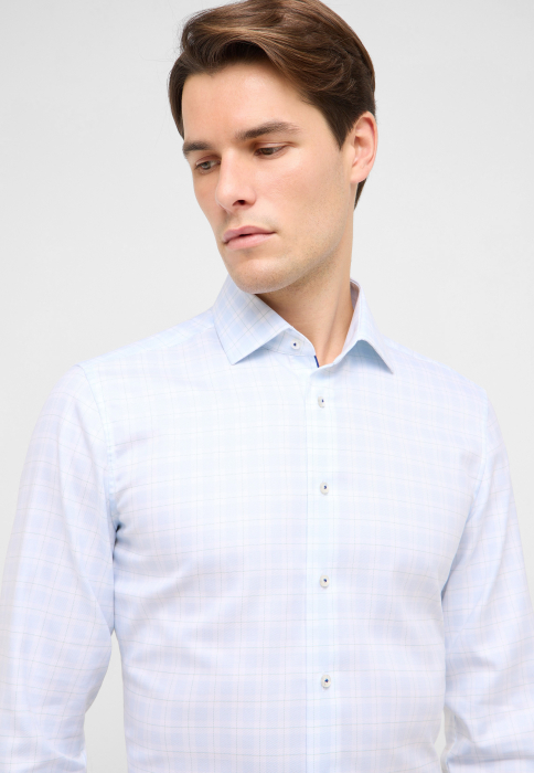 Camasa bleu carouri, slim fit, pentru barbati, 100% bumbac, maneca lunga, model 1330/12 F68K Eterna [3]