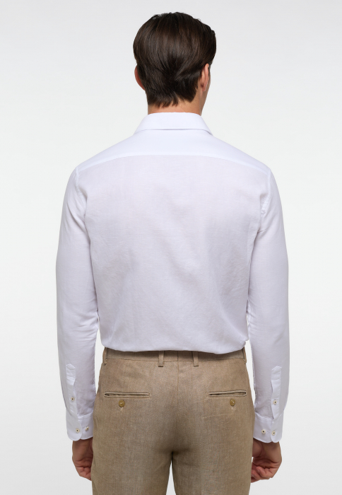 Camasa in alba, slim fit, pentru barbati, 59% bumbac 41% in, maneca lunga, model 2355/00 FS82 Eterna [2]