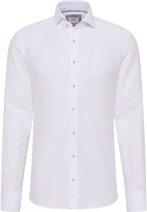 Camasa in alba, slim fit, pentru barbati, 59% bumbac 41% in, maneca lunga, model 2355/00 FS82 Eterna [5]