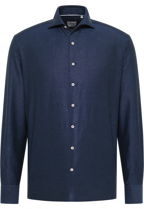Camasa bleumarine, confort fit, pentru barbati, 59% bumbac 41% in, maneca lunga, model  2355/19 ES9V Eterna [5]