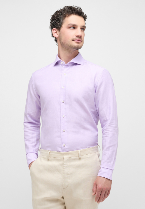 Camasa in lavanda, slim fit, pentru barbati, 59% bumbac 41% in, maneca lunga, model 2355 90 FS82 Eterna