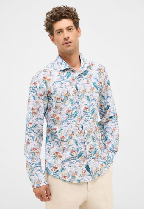 Camasa bleu, slim fit, pentru barbati, 59% bumbac 41% in, maneca lunga, model 2603 24 FS82 Eterna
