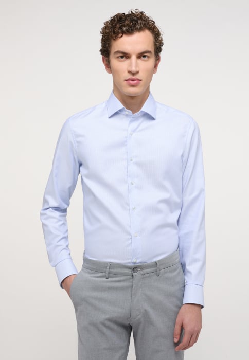 Camasa bleu, slim fit, pentru barbati, 100% bumbac, maneca lunga, model 3116 12 F159 Eterna