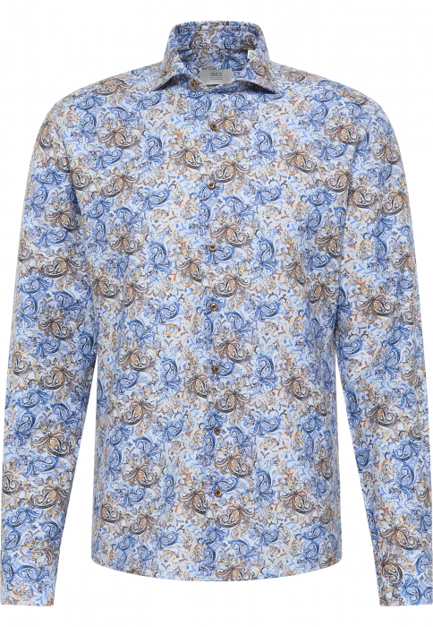 Camasa imprimeu blue, modern fit, pentru barbati, 59% bumbac 41% in, maneca lunga, model 4127/14 XS82 Eterna [5]