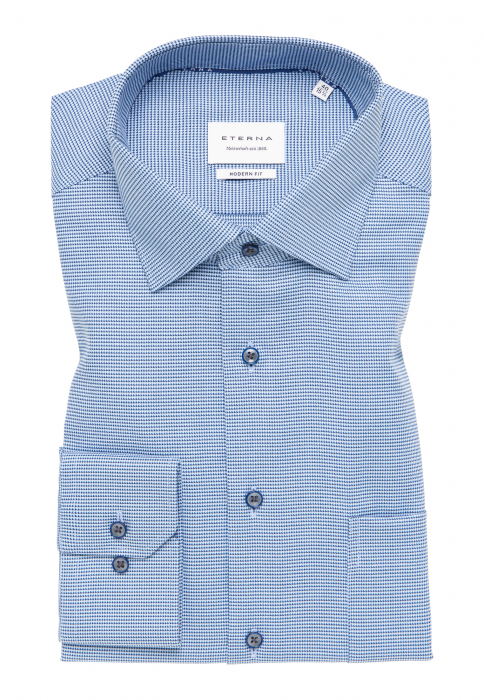 Camasa bleu, modern fit, pentru barbati, 100% bumbac, maneca lunga, model 4158/14 X19K Eterna [6]